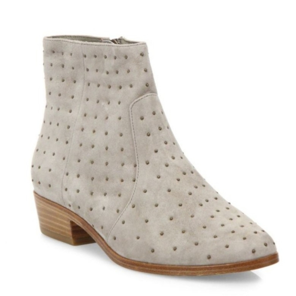 Joie Studded Suede Taupe Lacole Ankle Bootie